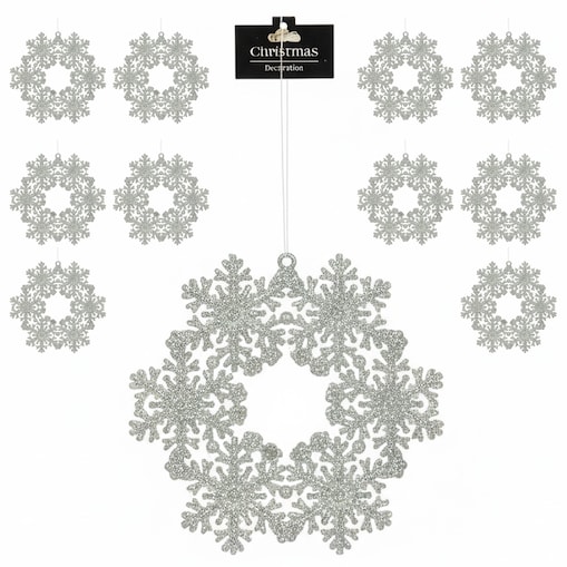 Zawieszka Na Choinkę Płatek Śniegu 12 Cm Ozdoba Świąteczna Wisząca Kolor Srebrny