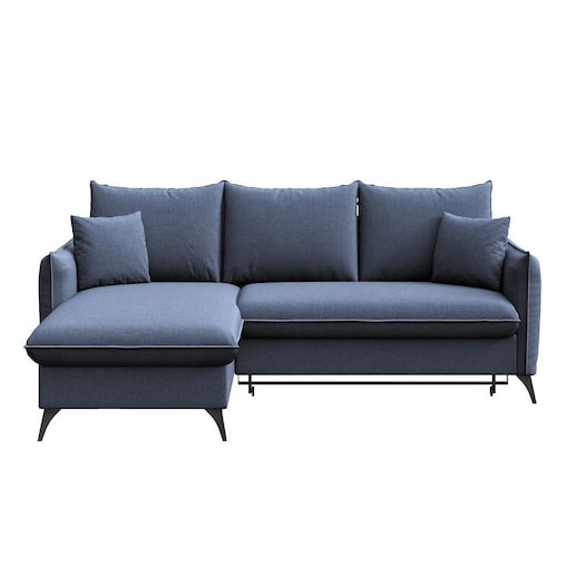 Brim Sofa narożna lewa z funkcją spania i pojemnikiem lewa granatowa