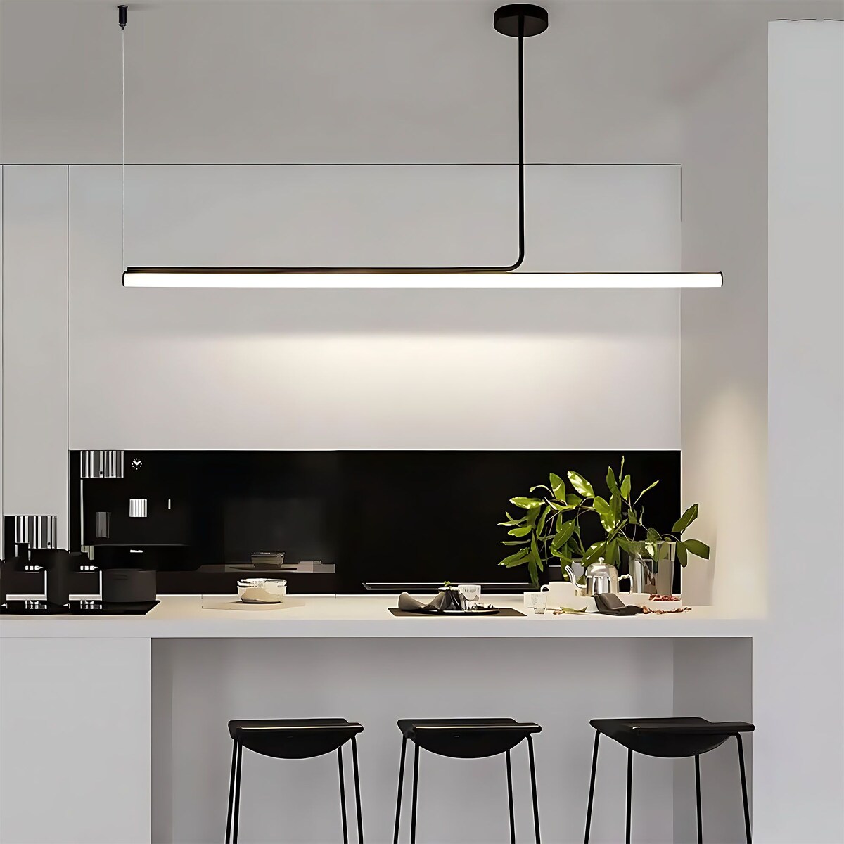 Lampa Sufitowa Wisząca Led App1660-Cp 140Cm Czarny, Metal