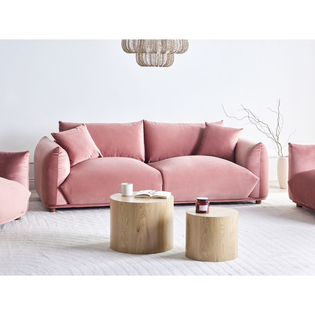 Sofa 3-osobowa welurowa różowa LUVOS