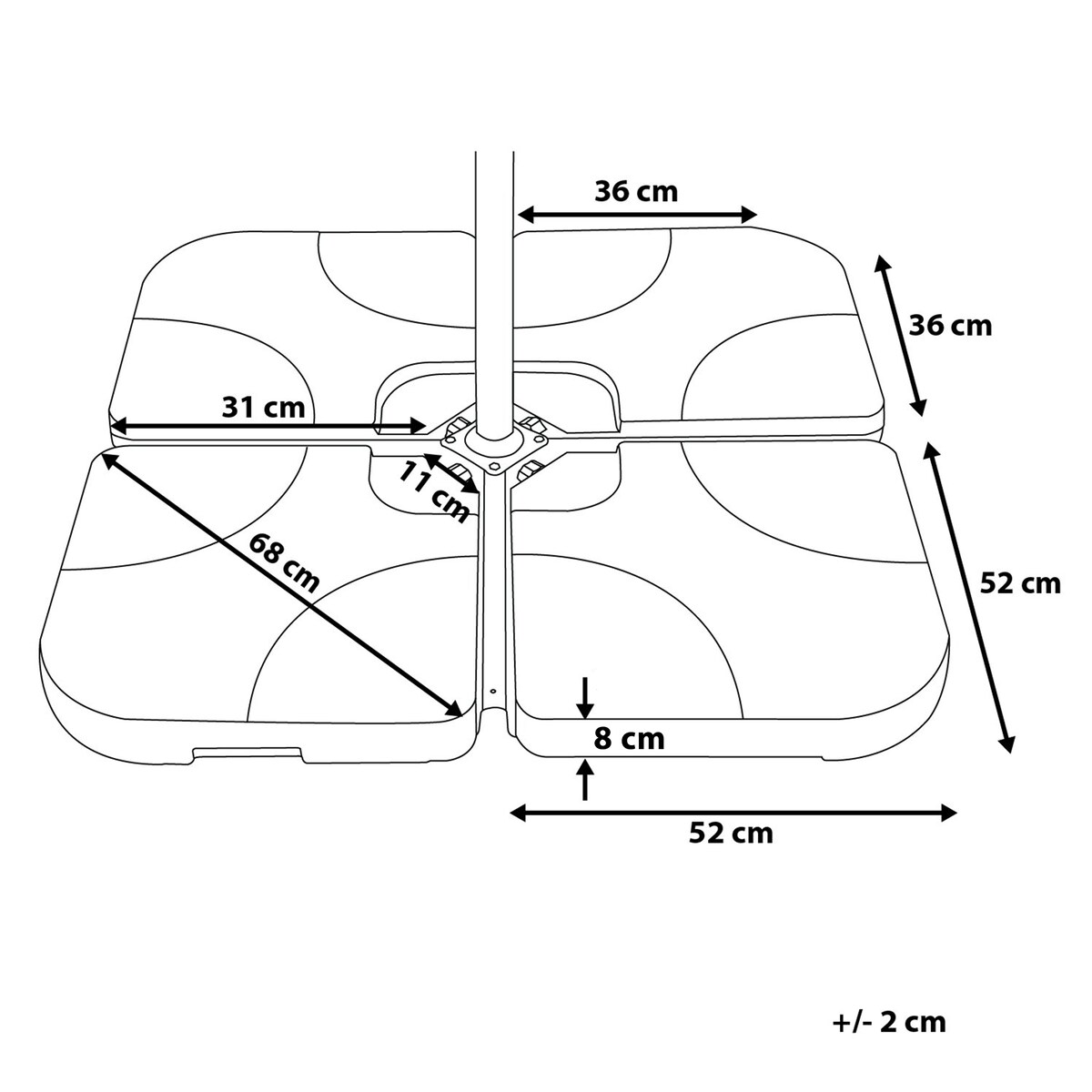 Podstawa do parasola CARIA Czarny Kwadratowy 9 kg