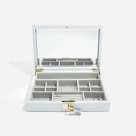 Szkatułka na biżuterię Loves Luxury błękitna z pokrywką i lusterkiem