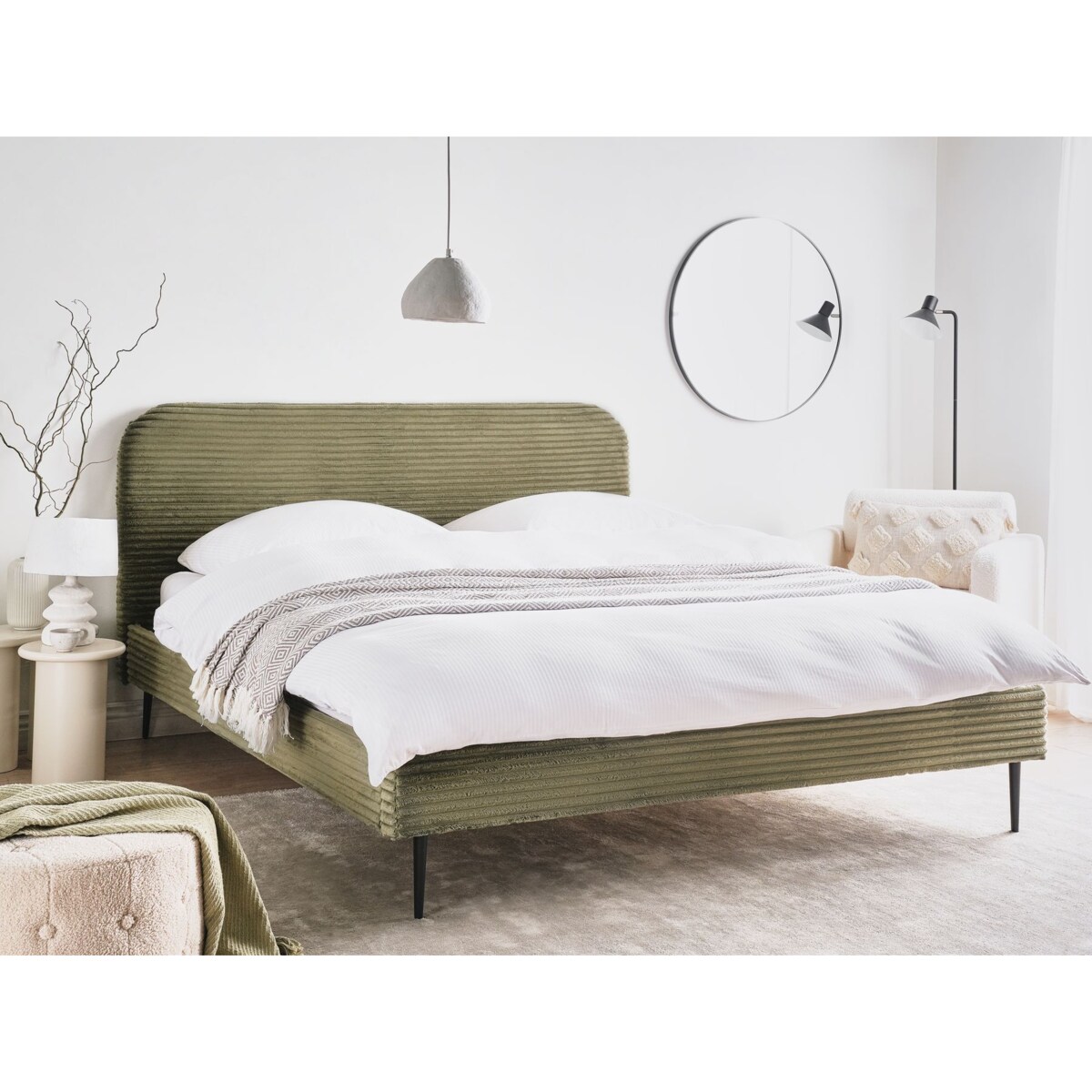 Łóżko Sztruks FLAYAT 180 x 200 cm Zielony