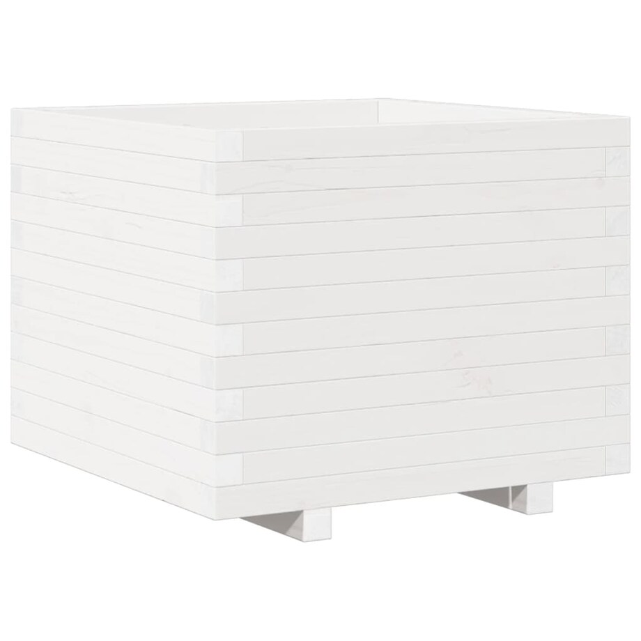 vidaXL Donica ogrodowa, biała, 60x60x49,5 cm, lite drewno sosnowe