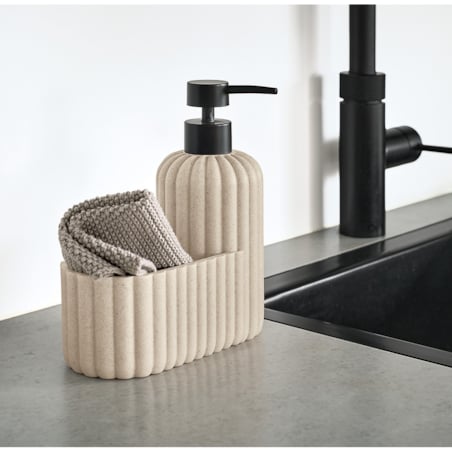Dozownik kuchenny 380 ml z miejscem na gąbkę 19x17x8 cm ZEFIR beżowy