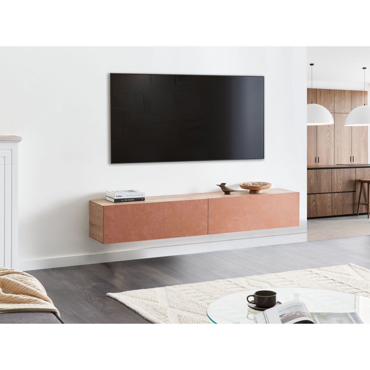 Wisząca szafka RTV GLADSTONE Czerwony