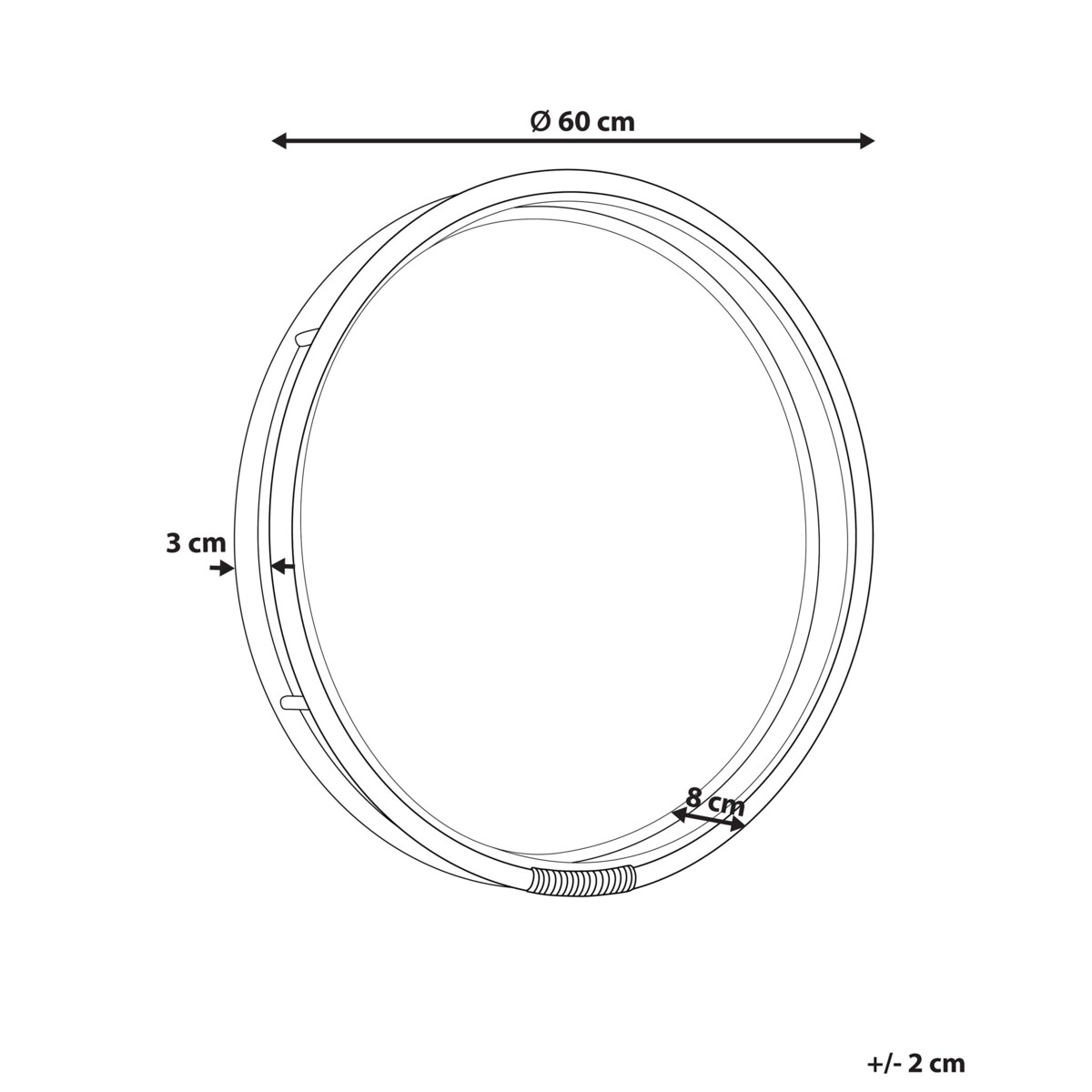 Okrągłe lustro ścienne rattanowe ø 60 cm czarne DAKSA