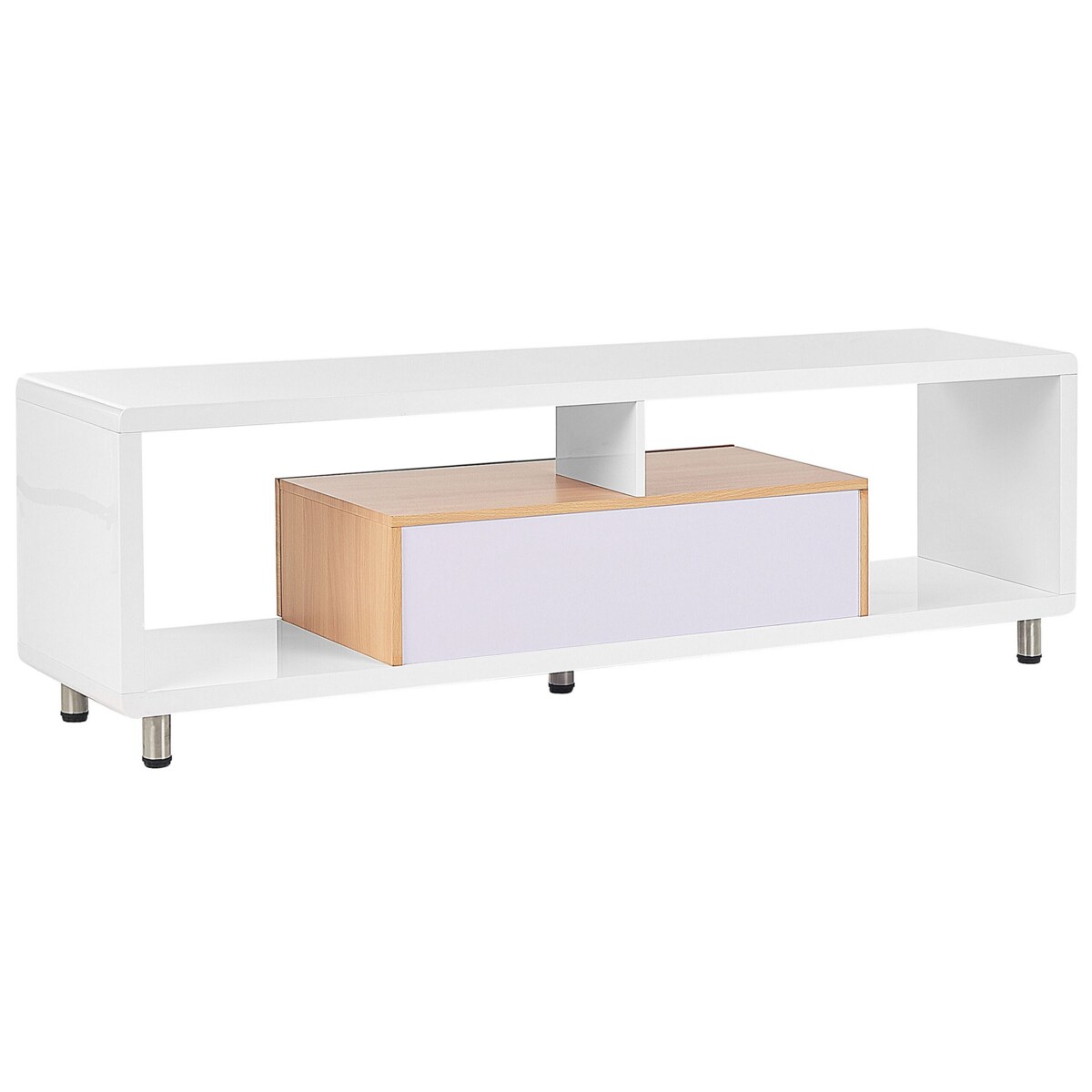 Szafka RTV biała z jasnym drewnem KNOX