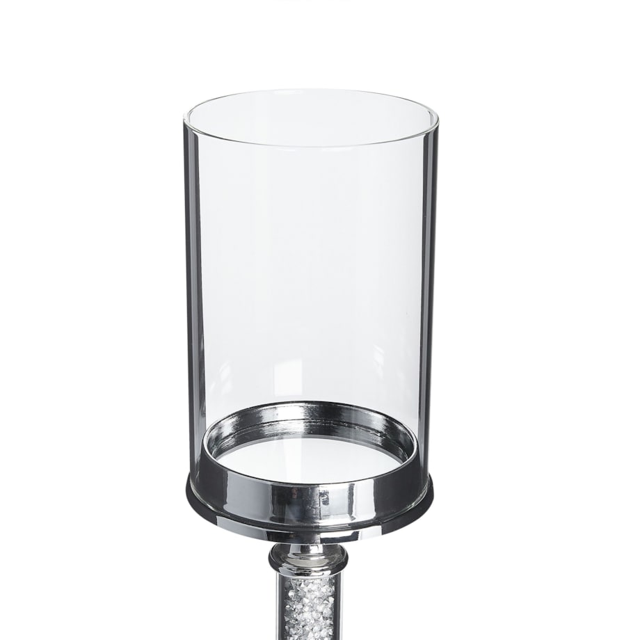 Świecznik szklany 41 cm srebrny ABBEVILLE