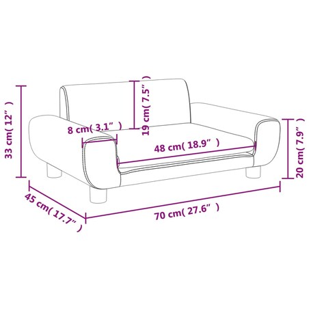 vidaXL Sofa dla dzieci, kremowa, 70x45x33 cm, aksamit