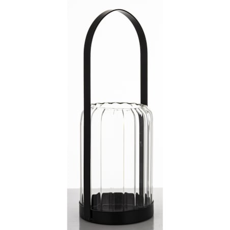 Lampion szklany z metalem 34x13x13 cm CORA