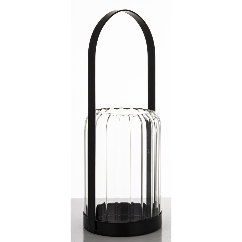 Lampion szklany z metalem 34x13x13 cm CORA