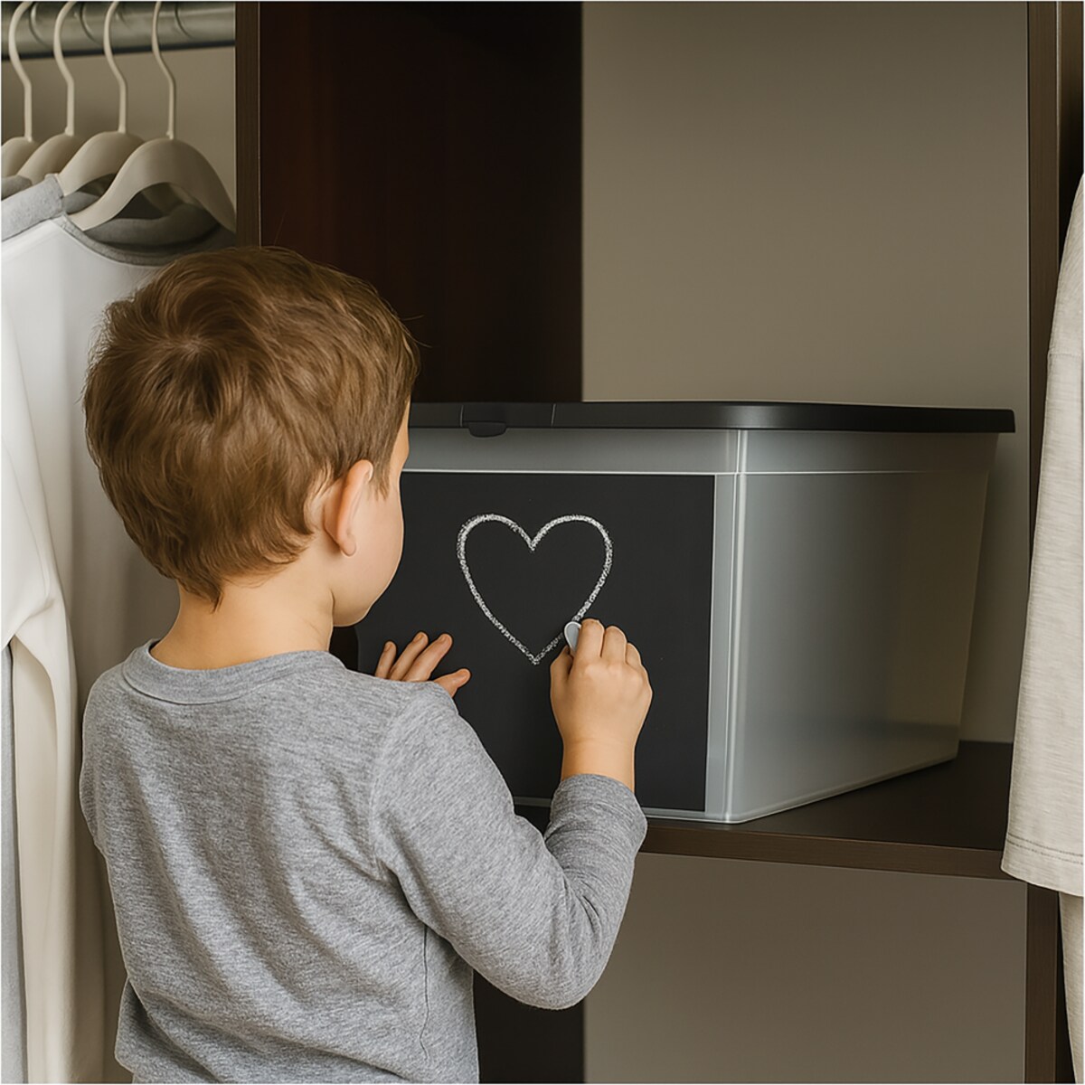 Pojemnik Plastikowy Z Pokrywą Na Zabawki 30 L Z Tablicą Do Pisania Pudełko Do Przechowywania