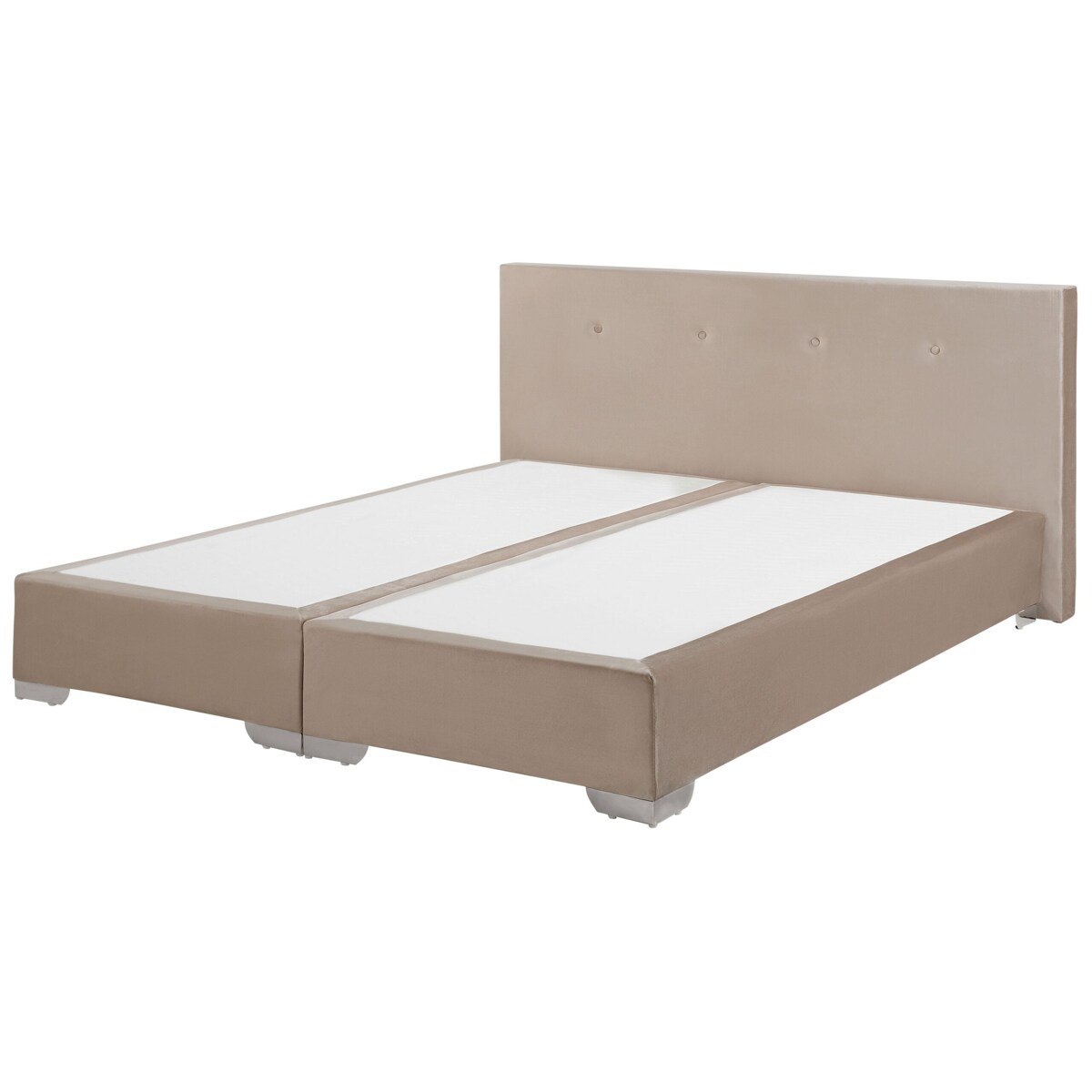 Łóżko kontynentalne welurowe 180 x 200 cm beżowe CONSUL