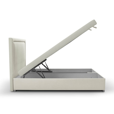 Łóżko tapicerowane SALMA 180x200 z pojemnikiem, Jasny Beż tkanina Megan 353