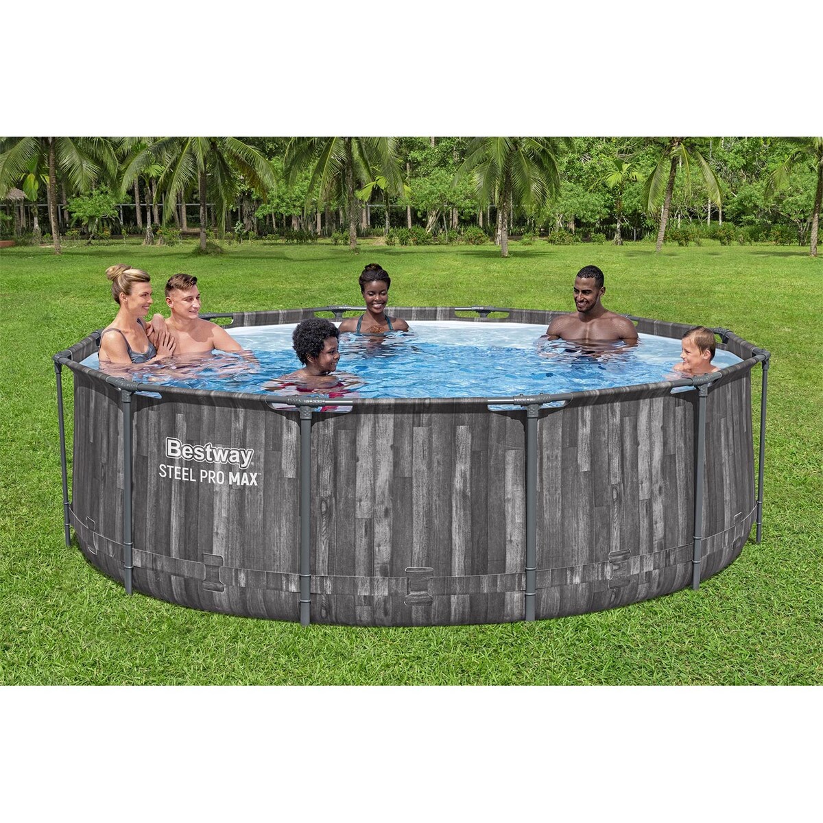 Basen stelażowy ogrodowy okrągły Bestway rodzinny 366x100cm zestaw 18w1
