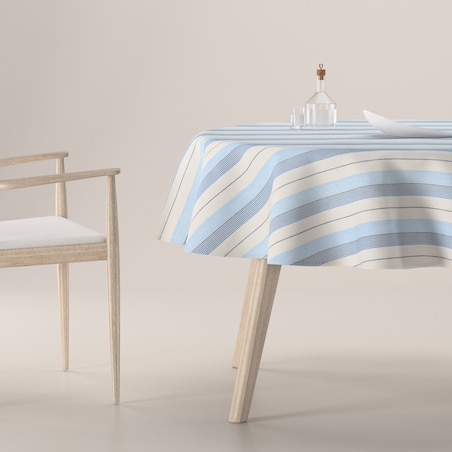 Obrus okrągły 130 x 130 cm niebieskie pasy