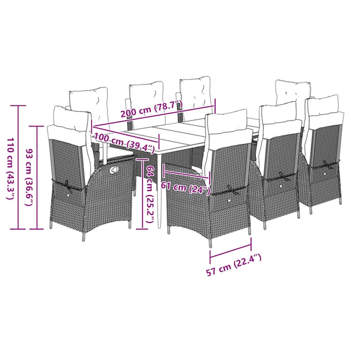vidaXL 9-cz. zestaw mebli ogrodowych z poduszkami, beżowy, polirattan
