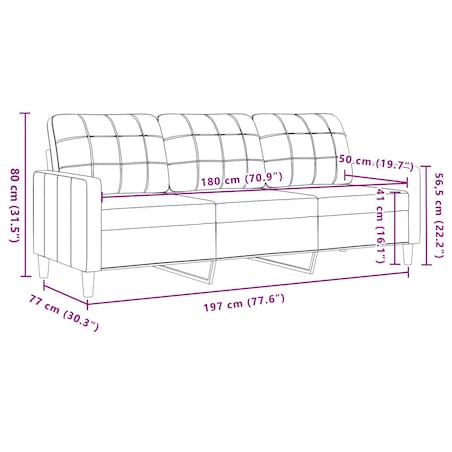 vidaXL Sofa 3-osobowa, ciemnozielony, 180 cm, obita aksamitem