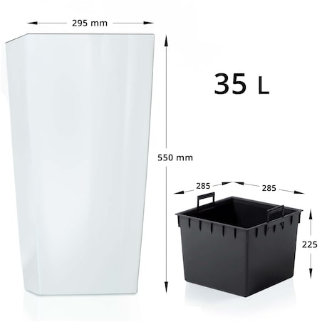 3X Doniczka Donica Ogrodowa Duża Kwadrat Biała Urbi Square 50Cm/55Cm/61Cm