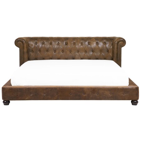 Łóżko eko zamsz 180 x 200 cm brązowe CAVAILLON