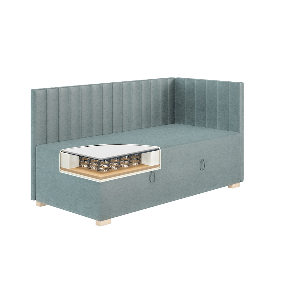 Mesonica Łóżko Snugi, linie błękitne, 90x200, Prawostronne