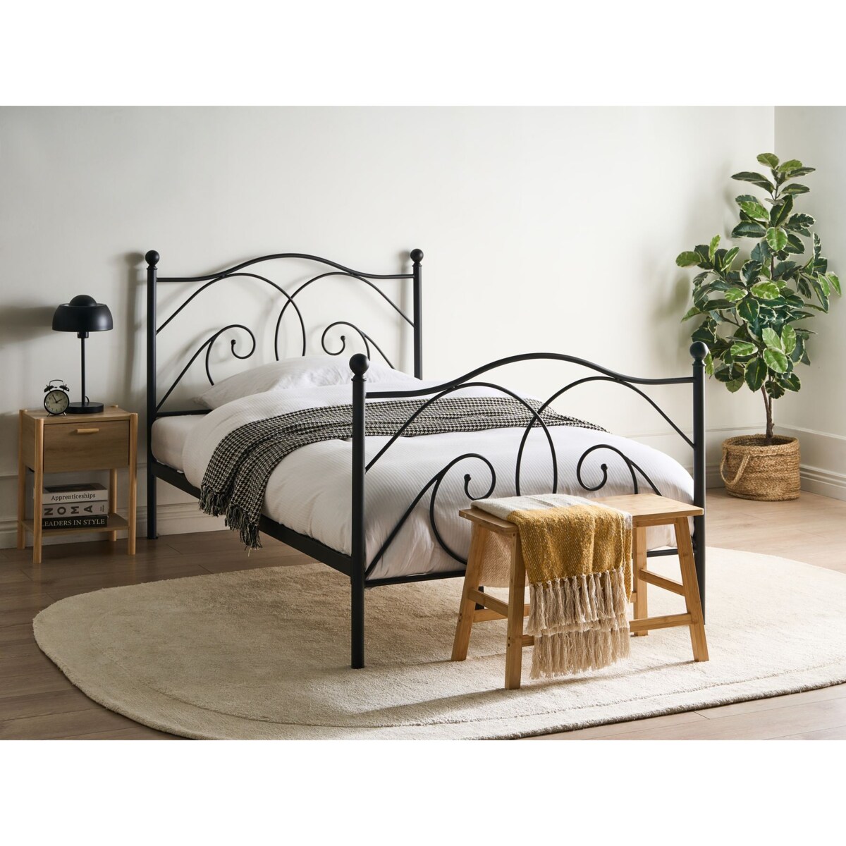 Łóżko Metal DINARD 120 x 200 cm Czarny