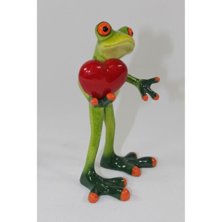 Dekoracja - zielona żabka 14,5x9,5x6 cm RANE Walenty z sercem