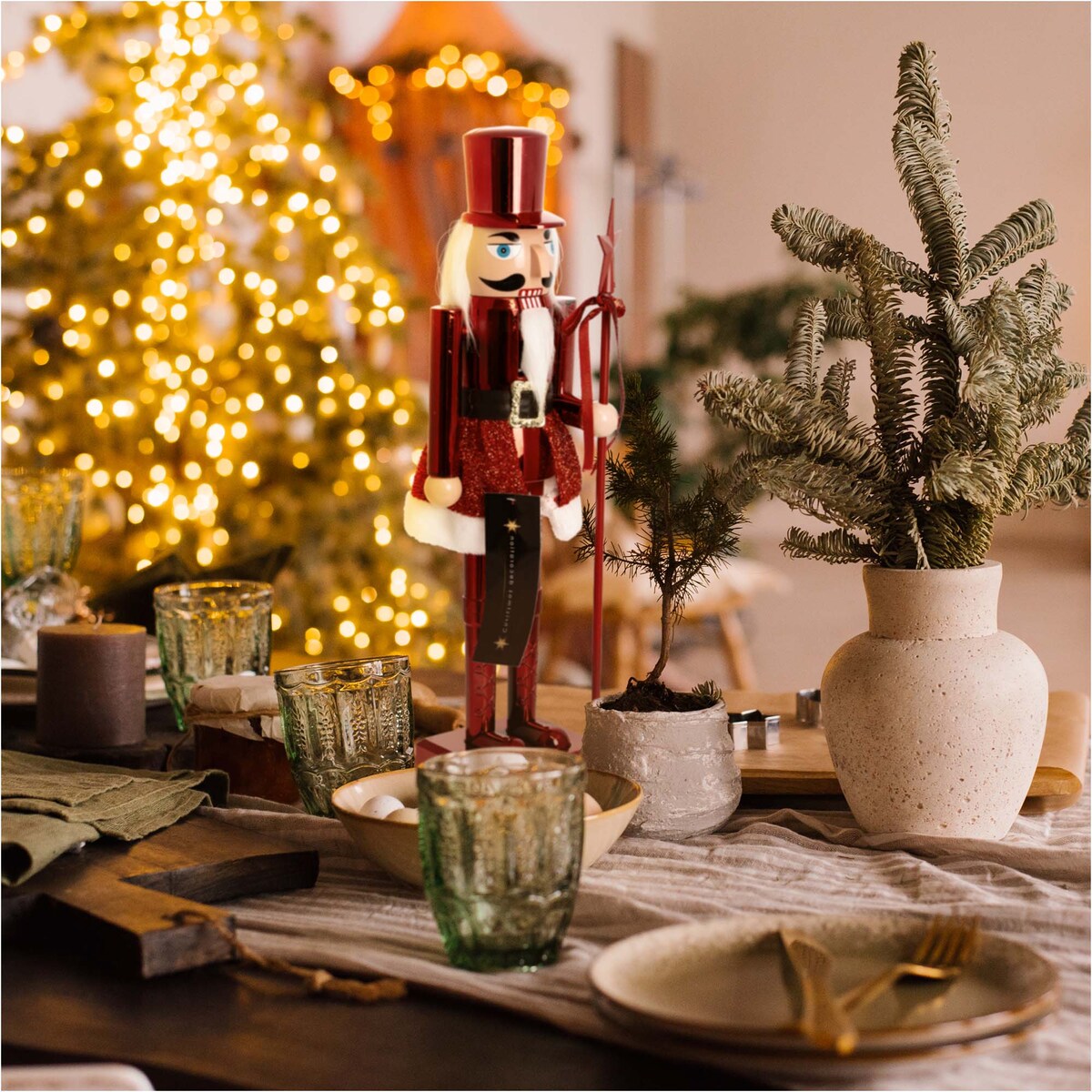 Figurka Dziadek Do Orzechów 60 Cm Boże Narodzenie Czerwony Czapka Płaska