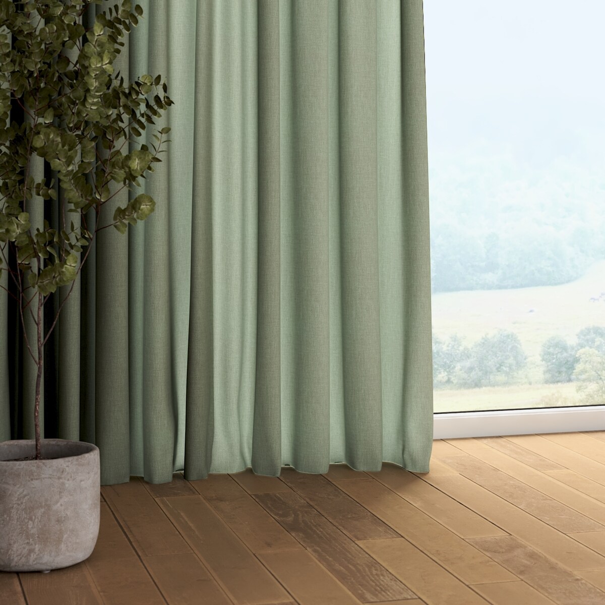 Zasłona na taśmie marszczącej 1 szt. 130x260 eukaliptusowo zielony