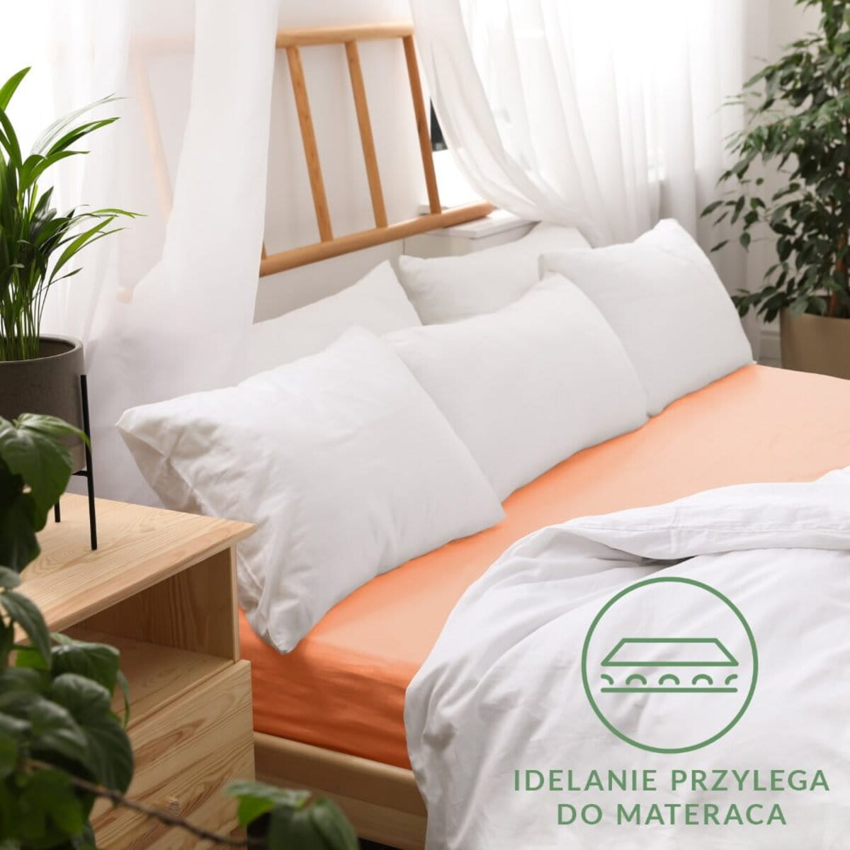 Prześcieradło jersey z gumką 140x200 kolor Łosoś