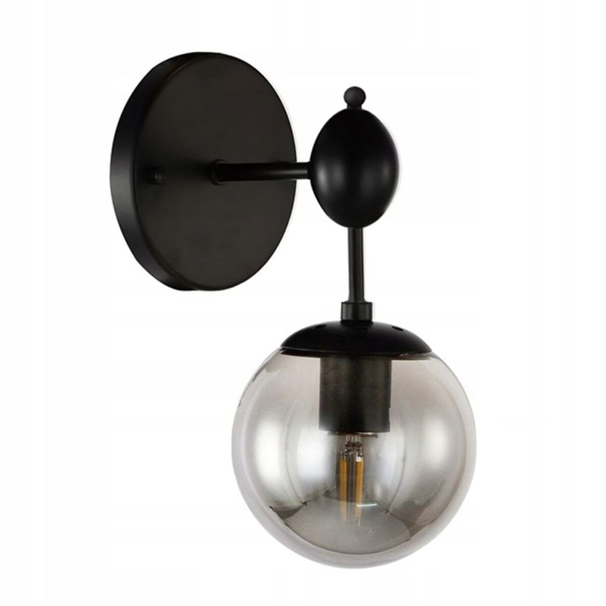 Lampa Ścienna Kinkiet Szklana Kula Black Vintage