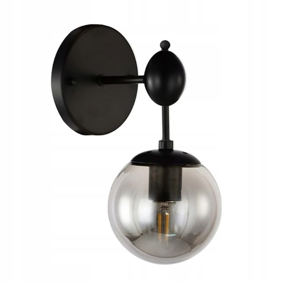 Lampa Ścienna Kinkiet Szklana Kula Black Vintage