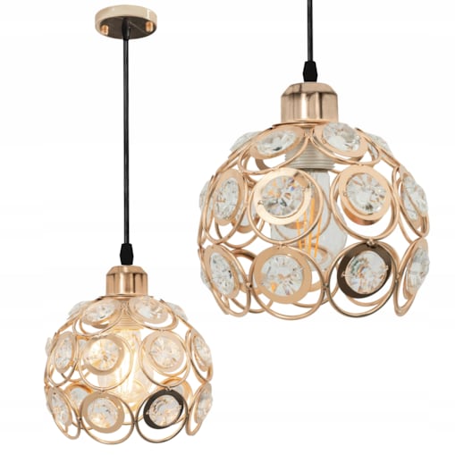Elegancka Lampa Sufitowa Kryształowa Złota Gold