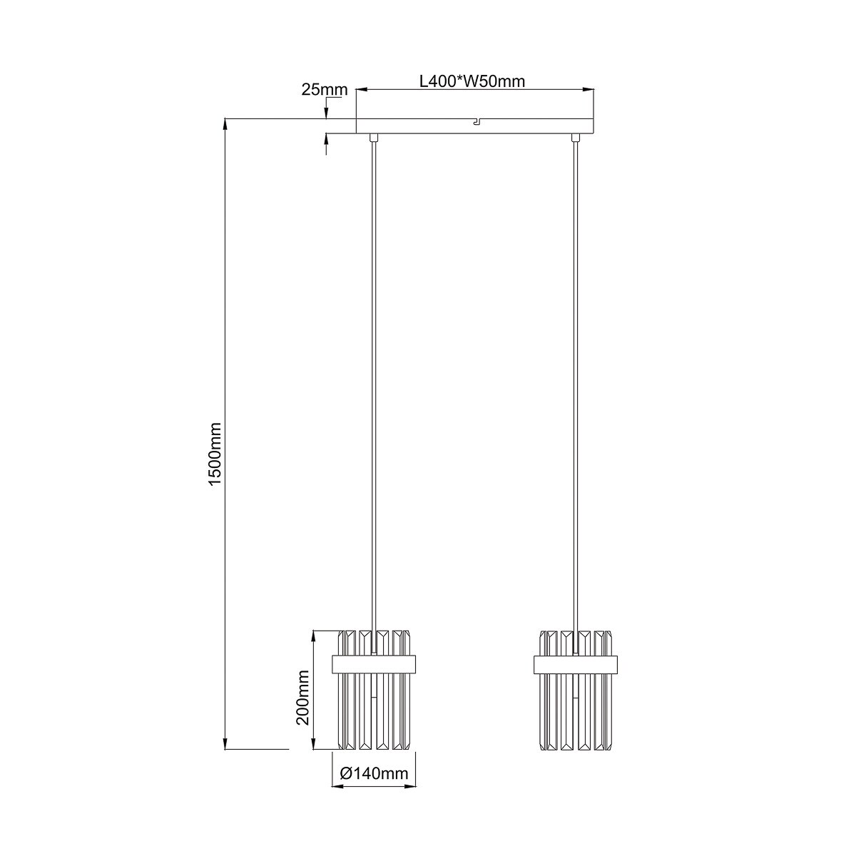 Lampa sufitowa wisząca Light Prestige Vetro chrom 2 x E14 1 szt.