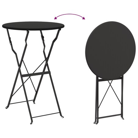 vidaXL Składany stół bistro Antracytowy Ø50x71 cm Stal proszkowana