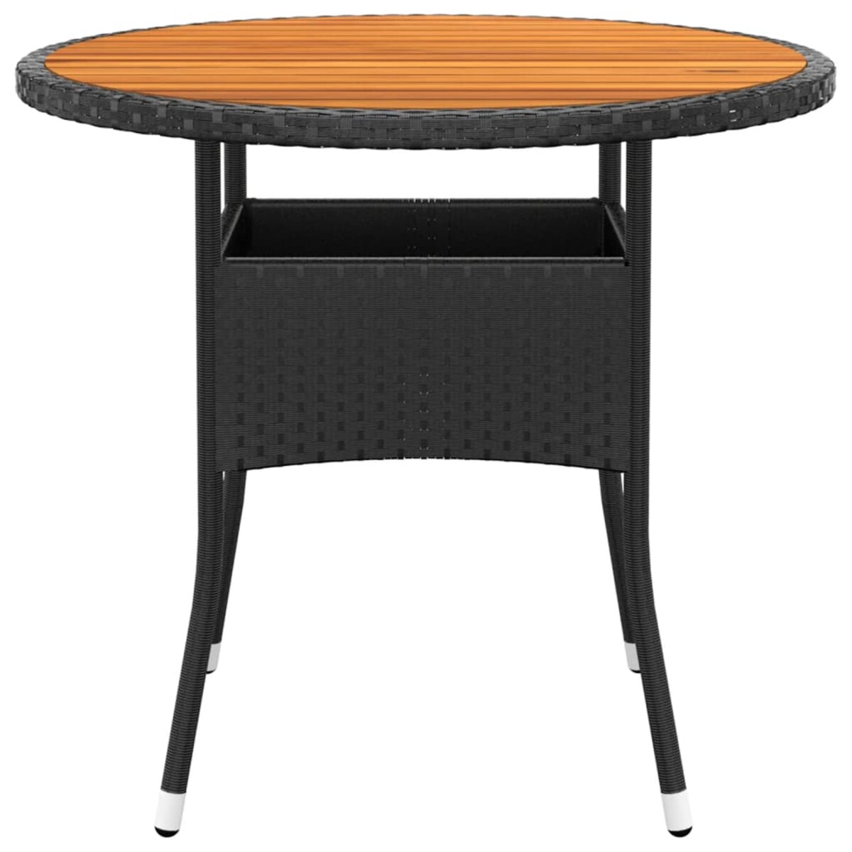 vidaXL Stolik ogrodowy, Ø80x75 cm, drewno akacjowe i rattan PE, czarny
