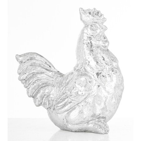 Dekoracja - kogut 19x10x16 cm srebrny POLLAME-2
