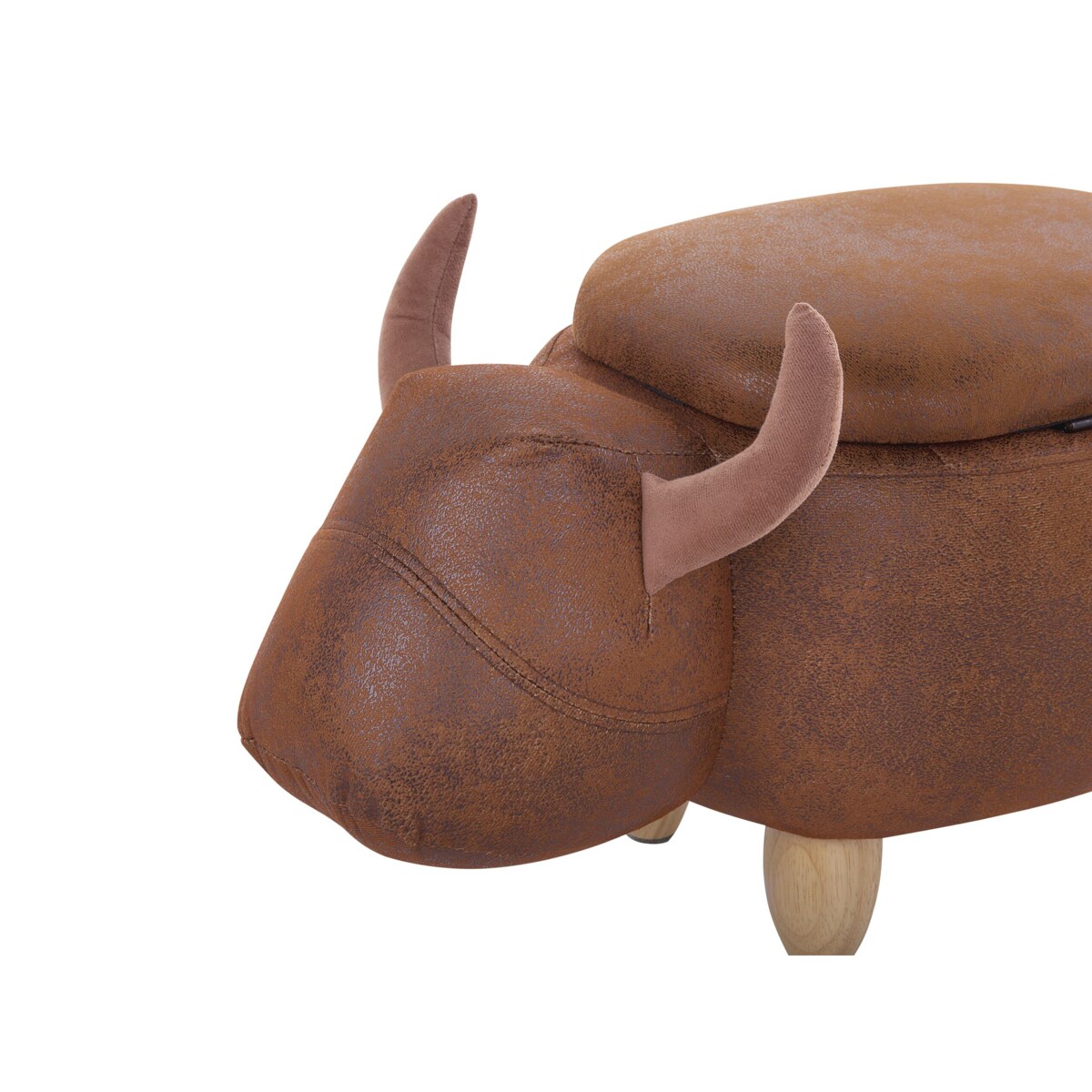 Pufa zwierzak ze schowkiem ekoskóra jasnobrązowa COW