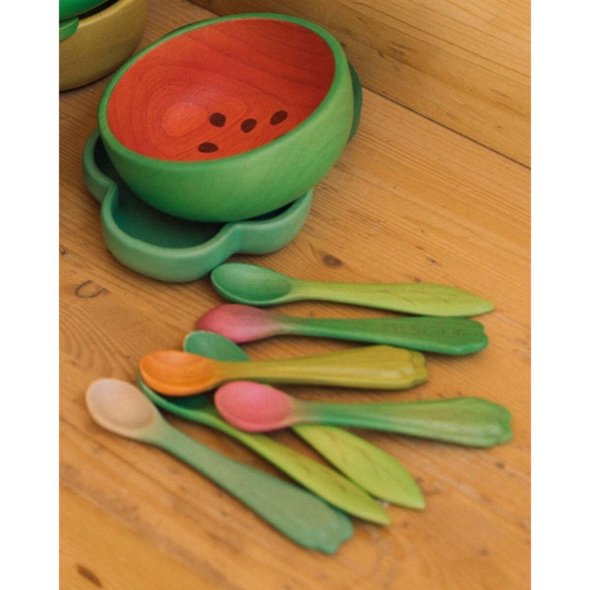 Oli & Carol Drewniane Łyżeczki dla Dzieci Marchewka i Rzodkiewka