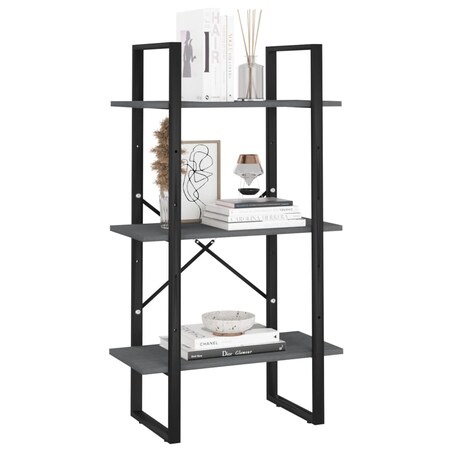 vidaXL Regał, szary, 60x30x105 cm, lite drewno sosnowe