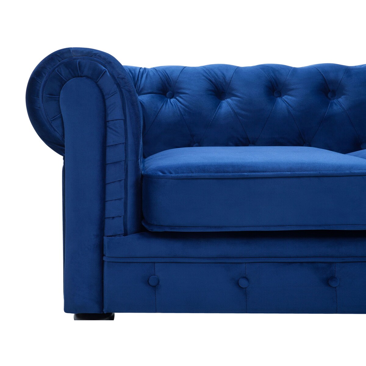 Komplet wypoczynkowy welurowy 4-osobowy ciemnoniebieski CHESTERFIELD