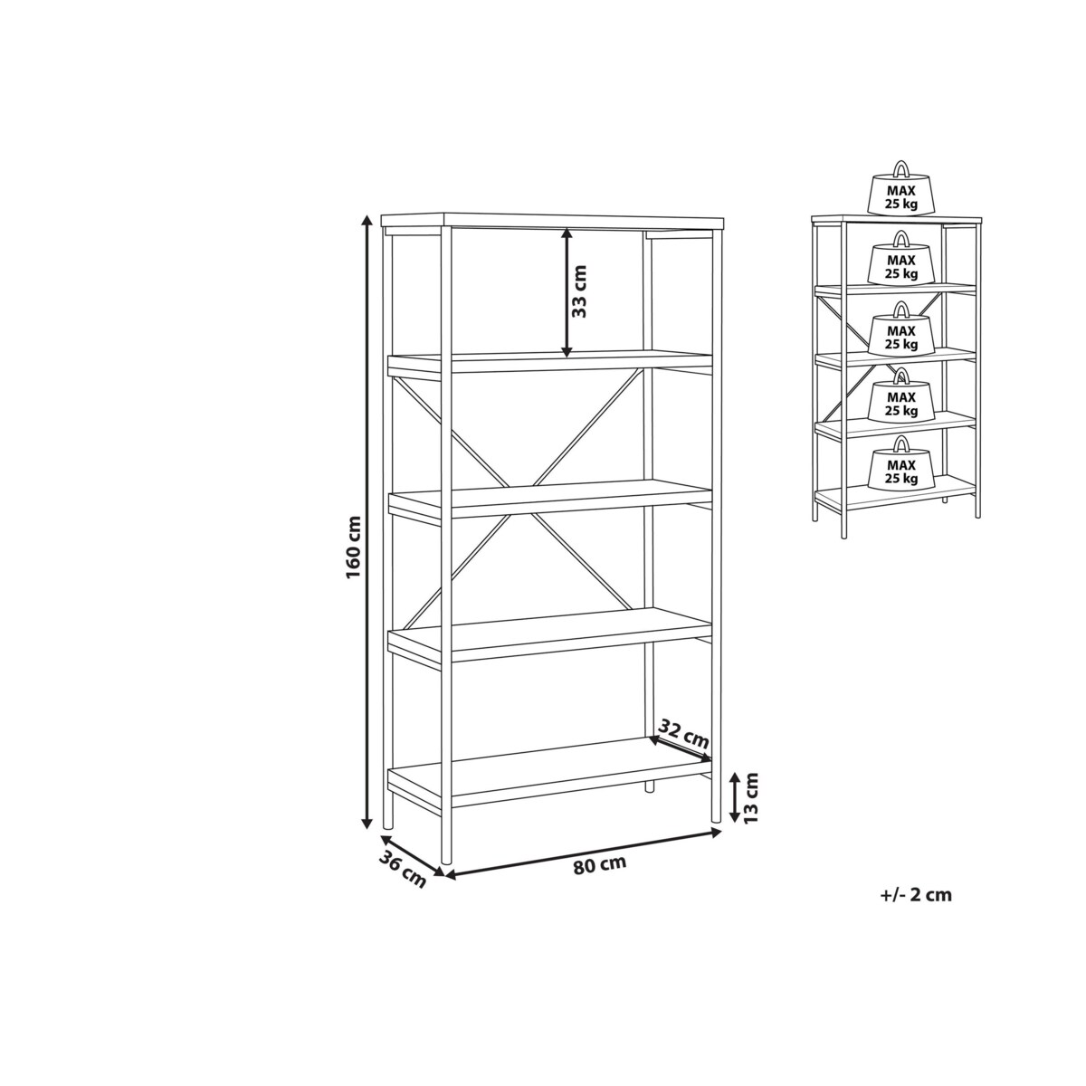 Regał 4 półki ciemne drewno BRISBANE