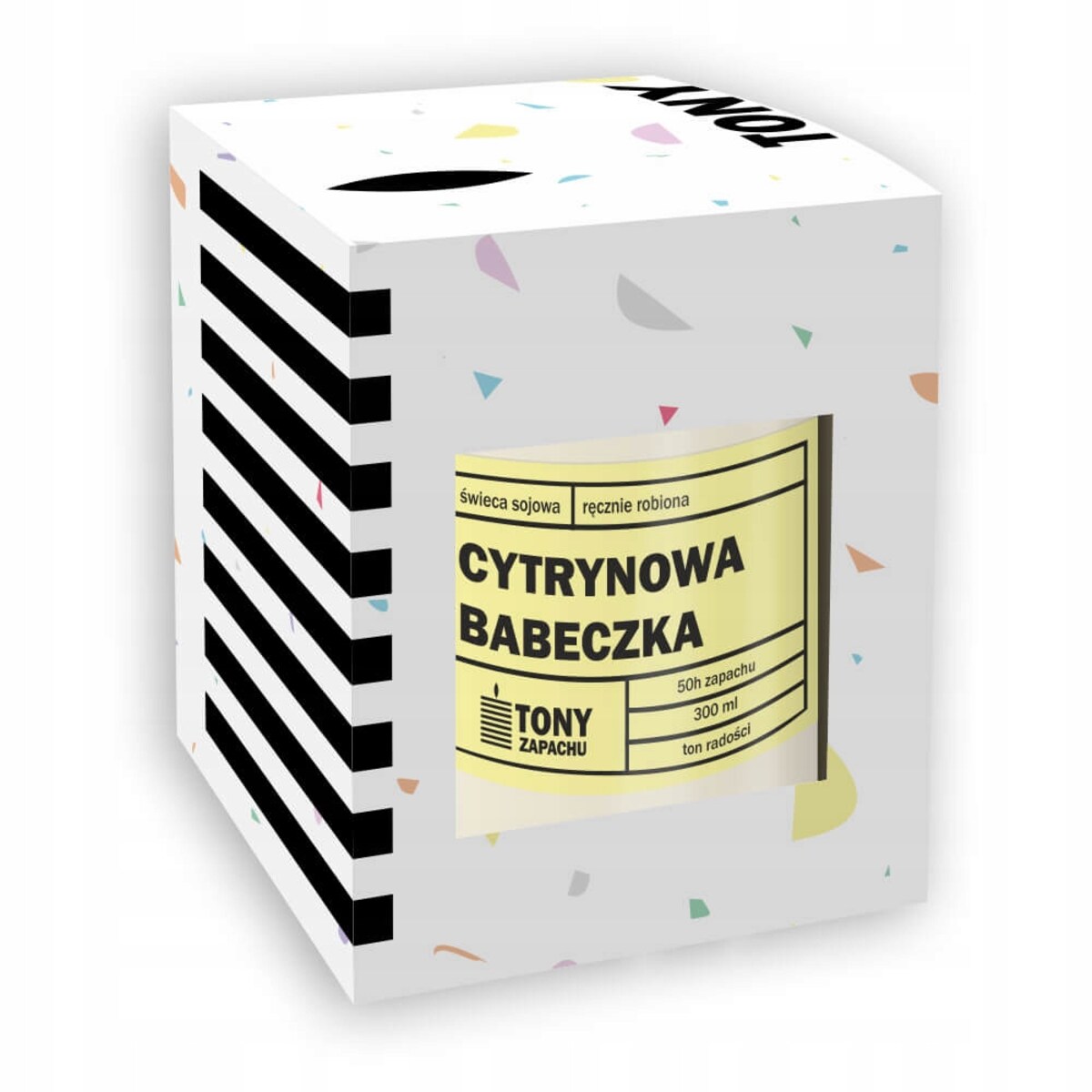 Naturalna ręcznie robiona świeca sojowa zapachowa w szkle CYTRYNOWA BABECZKA 50h palenia 300ml - prezent upominek dla kobiety mamy dziewczyny żony babci niej