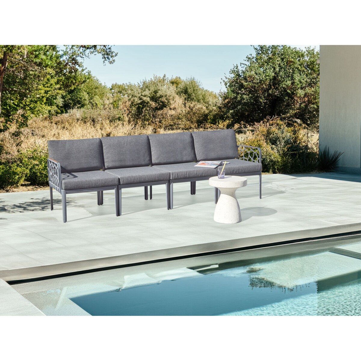 Zestaw ogrodowy dla 4 osób ERICHE Ciemnoszary