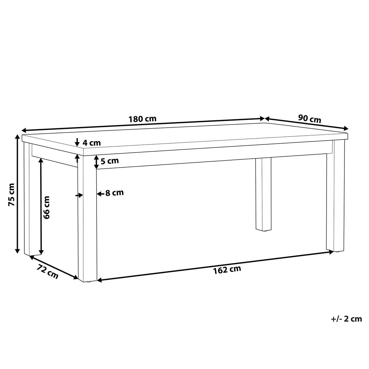 Stół ogrodowy OSTUNI 180 cm 90 cm Beton Szary