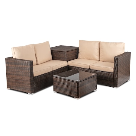 Zestaw Mebli Ogrodowych Technorattan Na Taras Ogród Brązowy Beżowy NEGRO