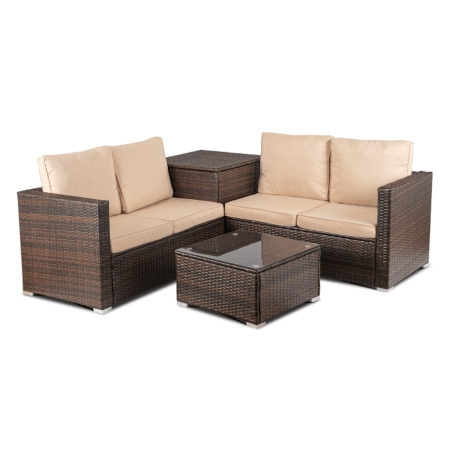 Zestaw Mebli Ogrodowych Technorattan Na Taras Ogród Brązowy Beżowy NEGRO