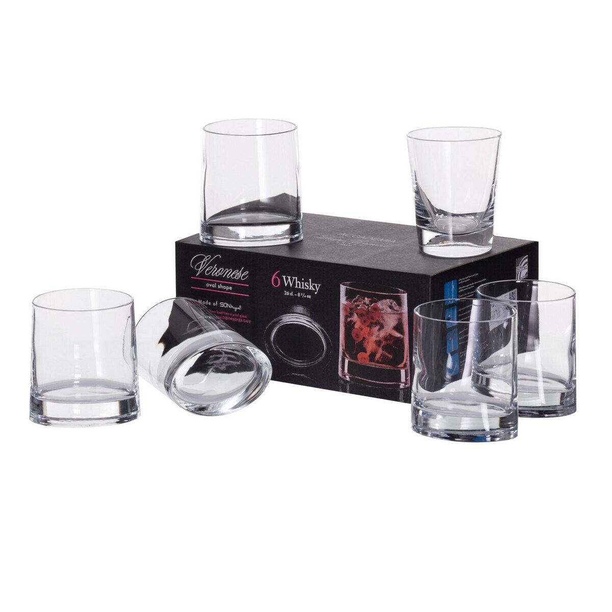Szklanki do whisky Arieen 6 szt. 260ml, 7,5 x 8,5 x 5,7 x 9,2 cm