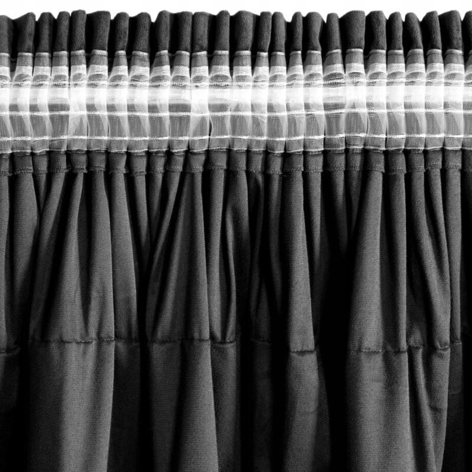 Zasłona Zaciemniająca WELUROWA Gotowa na TAŚMIE z FALBANAMI 140 x 270 CZARNA